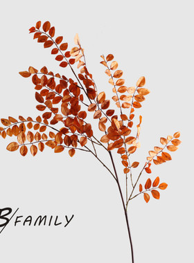 仿真秋色雪花木叶假花绢花家居样板房餐客厅花艺装饰品黄色叶子