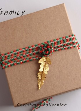 圣诞装饰红绿色丝带蝴蝶结礼盒礼物包装带扎带花束系绳圣诞树装饰
