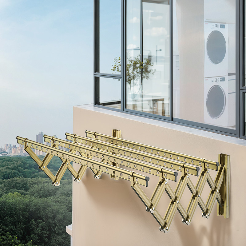 阳台窗外伸缩晾衣架家用折叠晾衣杆挂室外壁挂窗户推拉晒被子神器,收纳整理,壁挂晾晒架/网,淘宝优惠券,粉丝福利购,淘宝优惠卷