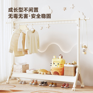 儿童落地衣架小型矮款卧室挂衣架床边可移动多功能隔夜收纳衣帽架