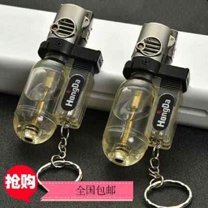 充气打火机防风创意迷你透明家用艾灸点香个性便捷直冲定火喷火枪