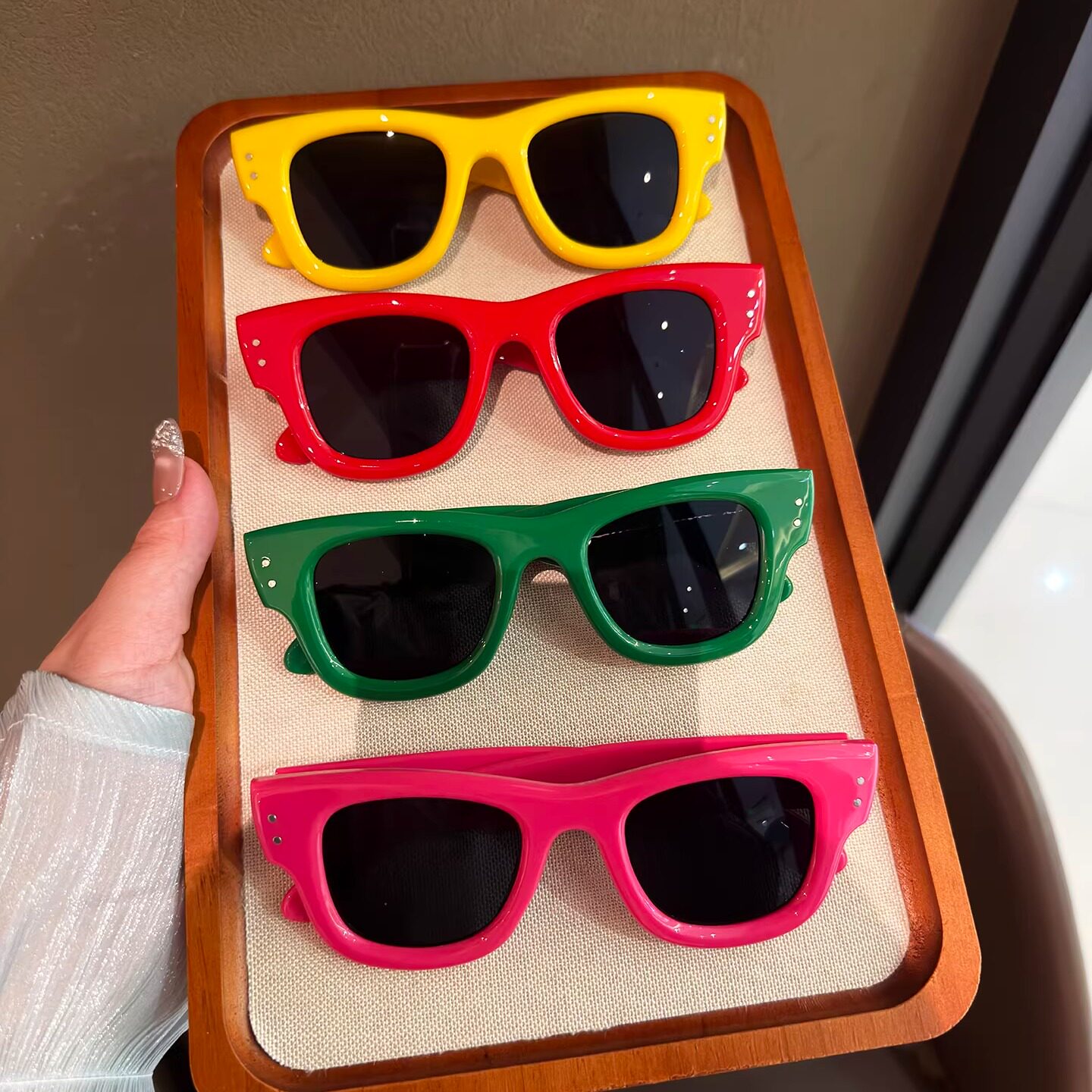 糖果色方框太阳眼镜男女时尚派对表演高级感墨镜素颜神器防晒遮阳