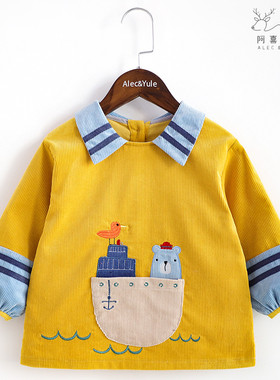 （120.130.140）嗨贝零阿喜定制款海上探险条绒罩衣 秋冬款反穿衣