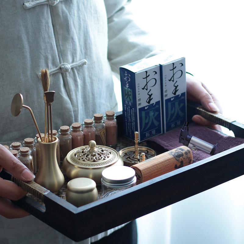 纯铜车制手工镂空香道入门套装工具黄铜香篆打拓室内家用篆香薰炉