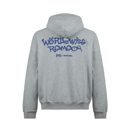 Remedy 美式复古字母发泡印花连帽卫衣男女秋季潮牌情侣开衫外套