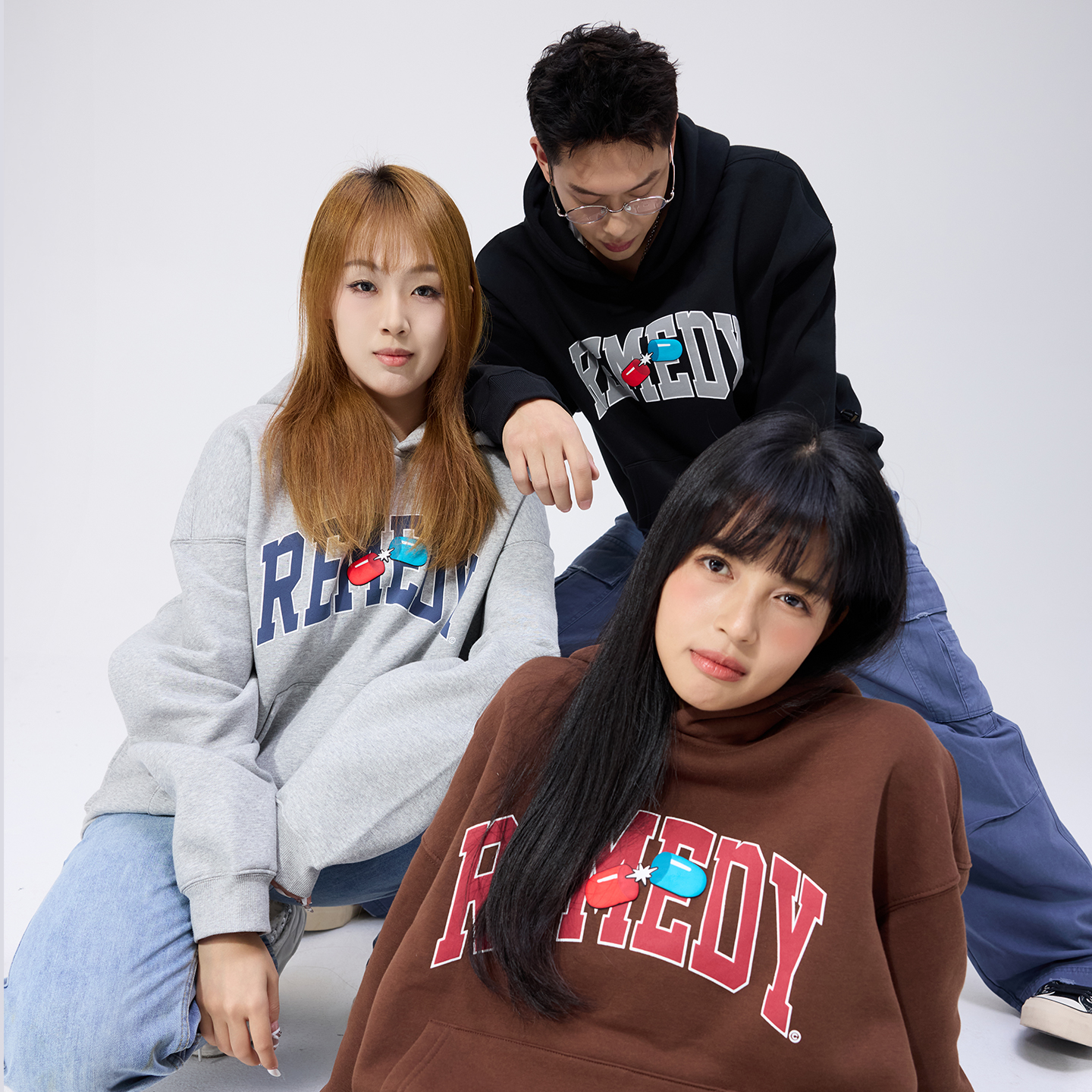 Remedy 美式街头休闲风字母印花连帽卫衣男女情侣款宽松上衣外套