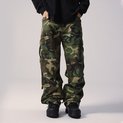 Remedy 秋冬新款国潮拼接动物纹休闲长裤美式潮牌迷彩工装裤男女