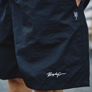 抽绳刺绣休闲尼龙短裤 Remedy夏季 美式 冰丝宽松运动五分裤 男女 薄款