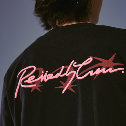 Remedy 美式手写体发泡立体印花宽松体恤打底衫情侣长袖T恤男女