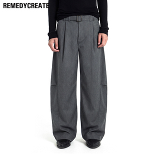 cleanfit阔腿休闲长裤 RemedyTR混纺条纹宽松弯刀西裤 男女春夏新款