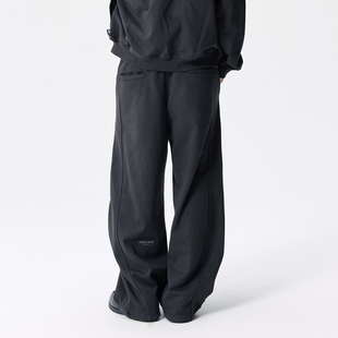 潮牌宽松直筒情侣运动卫裤 男女秋季 剪裁阔腿休闲弯刀裤 Remedy美式