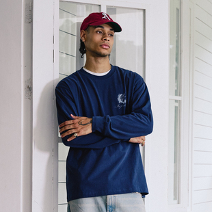 Remedy 国潮手写体印花宽松体恤美式 潮牌邮戳长袖 T恤男女 春秋新款