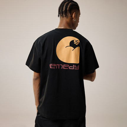 Remedy【卡哈肌】夏季国潮工装口袋宽松上衣美式潮牌短袖T恤男女