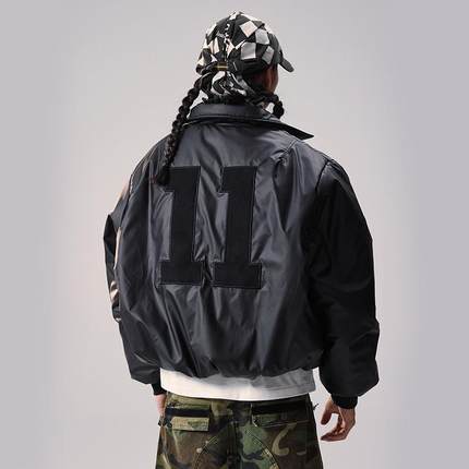 Remedy 美式潮牌刺绣bomber夹棉外套冬季国潮短宽廓形飞行夹克男