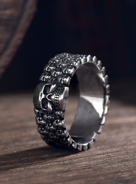 不锈钢骷髅头指环欧美个性