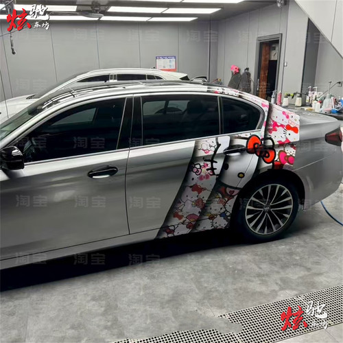 宝马5系3系车贴拉花奥迪A6L A7A6奔驰C260E300KT猫车身卡通贴纸