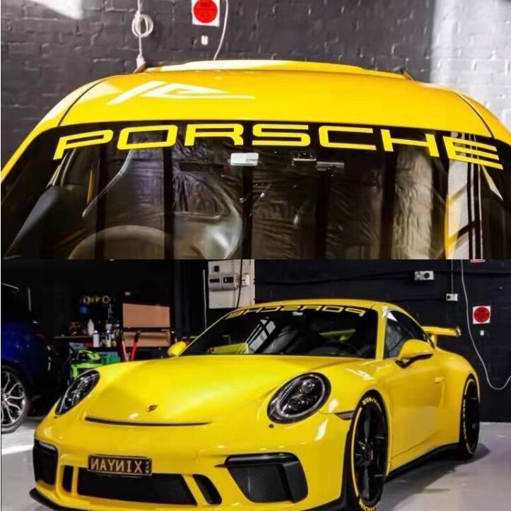 保时捷PORSCHE前挡风玻璃遮阳贴纸718  911macan车贴拉花 尾翼贴