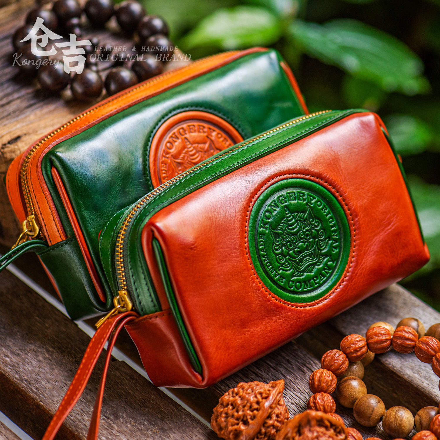 【福禄貔貅】文玩手拿包！仓吉手工头层牛皮男女拉链手提包手机包