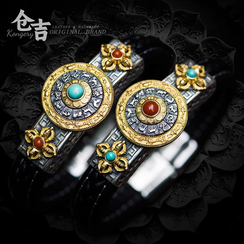仓吉手工925银九宫转轮手镯