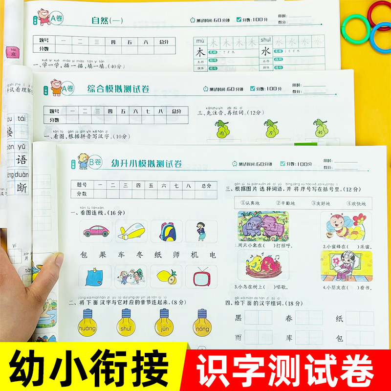 试卷全套一日一练幼儿园大班升一年级看图识字书幼儿认字汉字笔画笔顺
