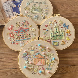 指间鲁绣非遗手工刺绣diy材料包儿童初学入门立体布艺绣花自绣品