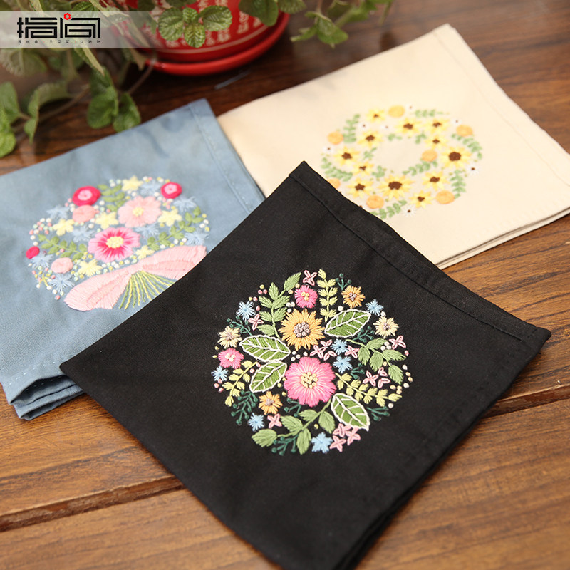 指间手工手帕刺绣diy材料包制作成人绣花初学简单布艺立体绣礼物