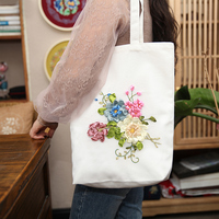 指間絲帶繡帆布包立體刺繡