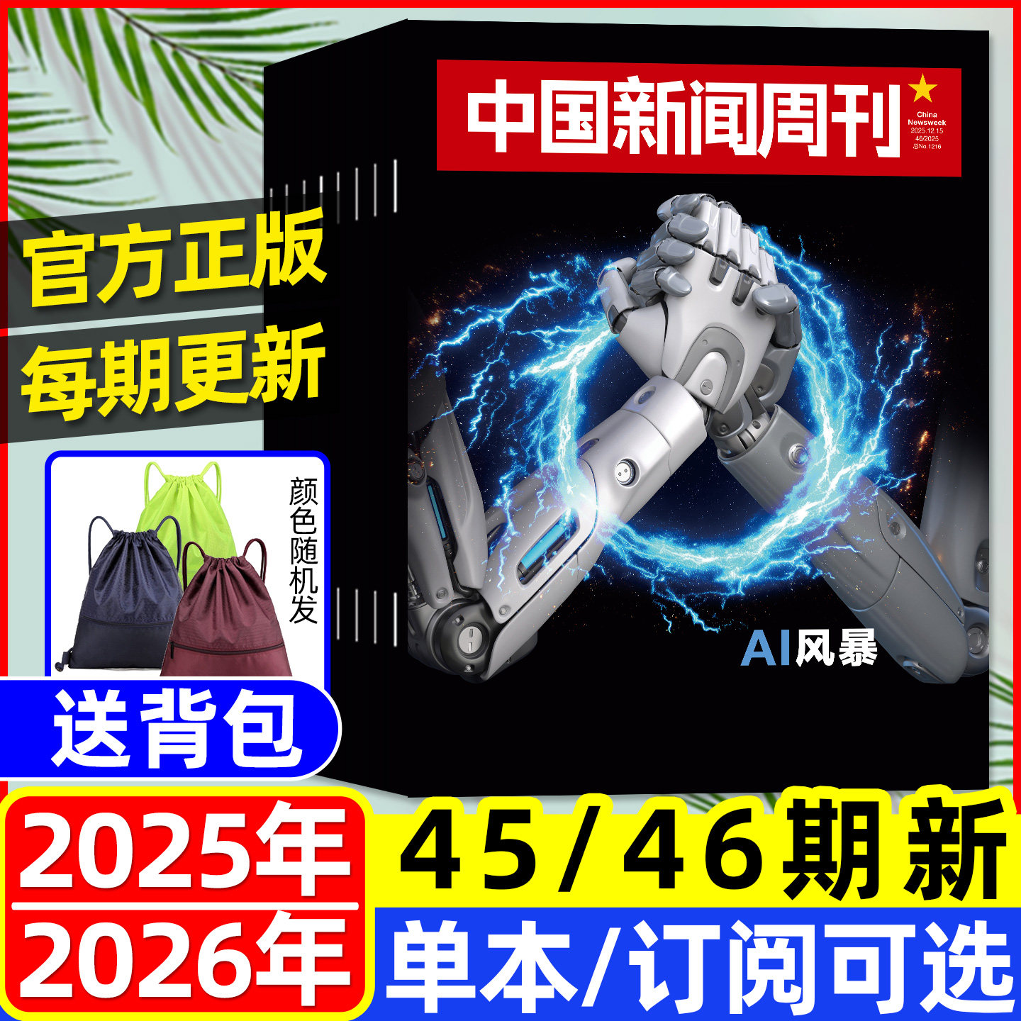 【AI风暴】中国新闻周刊杂志2025年12月45/46期【2026全年/半年订阅】壁画之魂AI正版财经资讯南风窗看天下三联生活周刊过刊