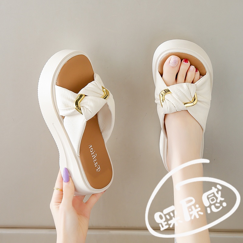 厚底百搭一字沙滩凉拖鞋34码