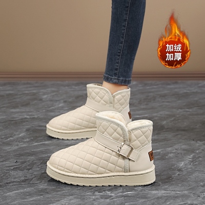 宽松脚浮肿雪地靴44加绒短靴子