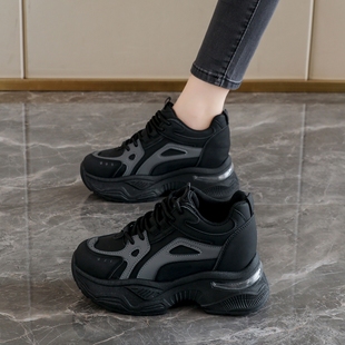 踩屎感老爹鞋女款2025新款小个子内增高运动鞋百搭显脚小厚底女