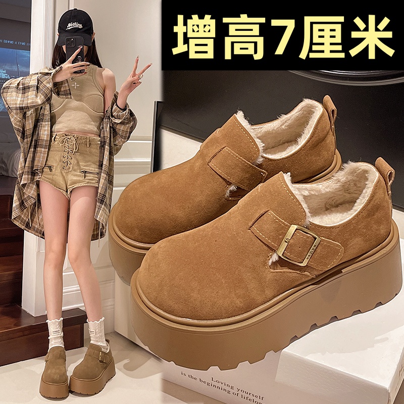 小码34复古一脚蹬乐福博肯棉鞋