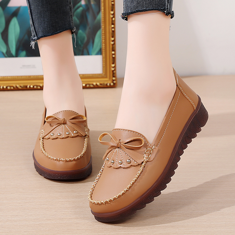 北京老布鞋牛筋软底真皮女鞋