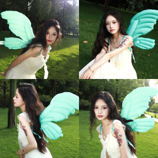 蝴蝶翅膀气球天使充气网红儿童户外生日派对布置拍照道具装饰批发