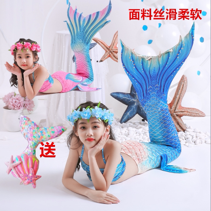 新款夏季女童美人鱼儿童泳衣女童基尼泳衣夏天宝宝泳衣外出公主裙