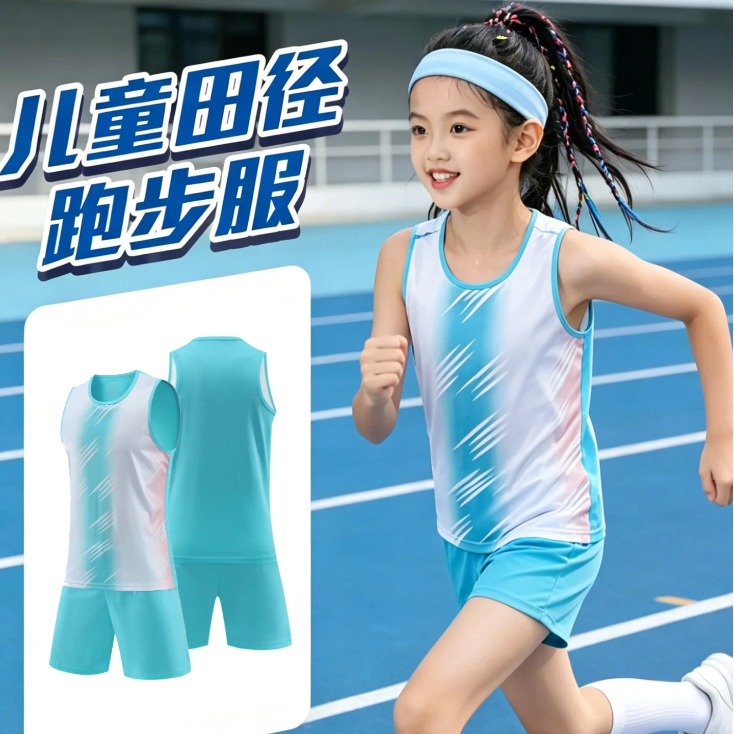 速干儿童田径服套装背心短裤中小学生跑步训练服速干运动会运动服