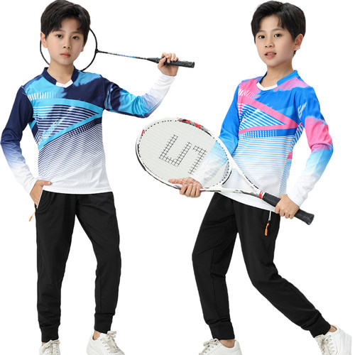 男女儿童长袖长裤羽毛球服舒适