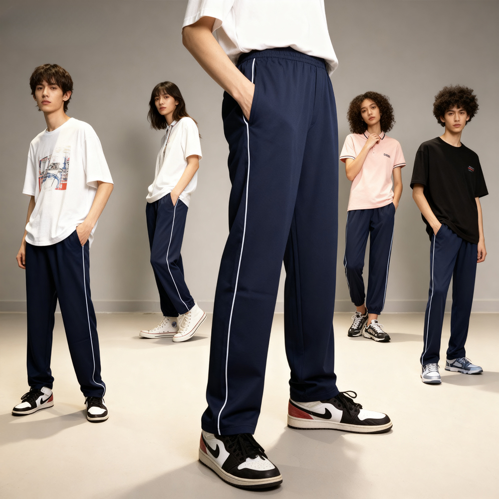 校服裤子一道杠藏青色二条杠加绒藏蓝色初中高中小学生儿童直筒裤