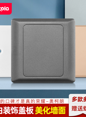 86型通用灰色开关插座面板白板遮丑盖空白面板堵洞装饰电源盖板