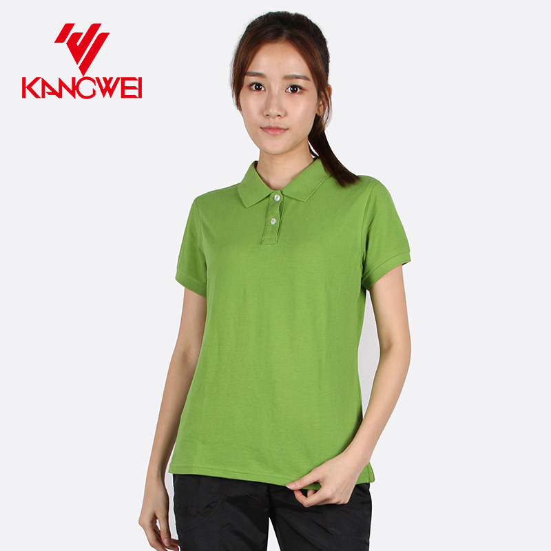 康威夏季女款短袖纯棉运动休闲polo衫t恤白t