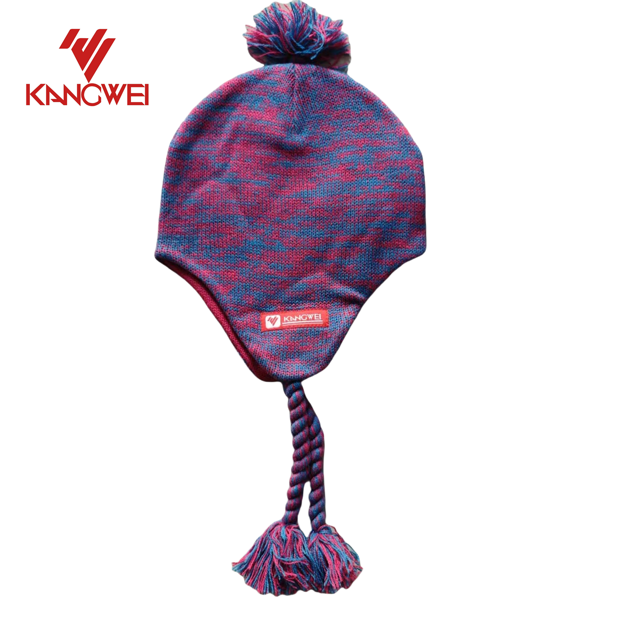 康威秋冬季保暖运动户外骑行滑雪帽混色效果针织帽儿童冷帽