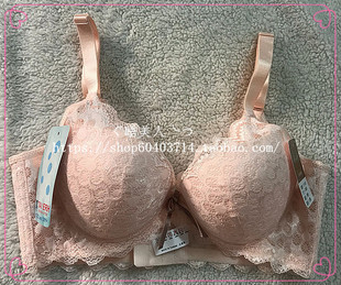 台湾依莉薇儿无钢圈粉肤色聚拢蕾丝美背文胸1108