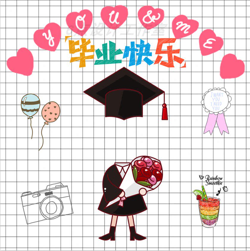 s28单人毕业照q版学士服无头小人素材卡通博士服ps模板幼儿园小学