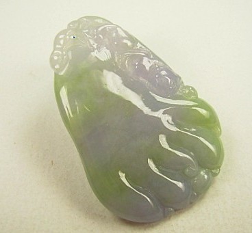 老坑春带彩紫罗兰双彩天然翡翠a货佛手挂件玉佩玉吊坠送证书