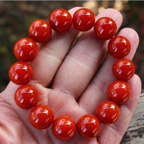 老坑满色红翡帝王红天然翡翠a货男士女士玉手链手串送证书