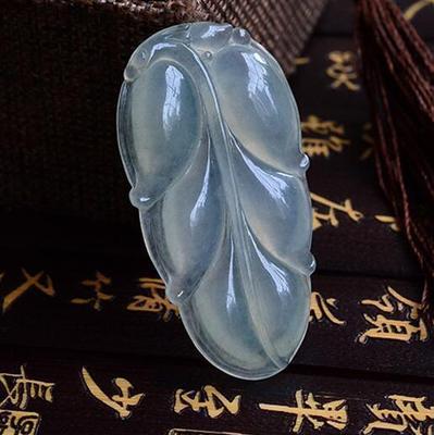 冰种天然翡翠A货叶子挂件吊坠