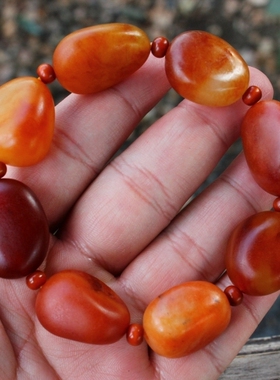 天然新疆和田玉白玉籽料原石手链