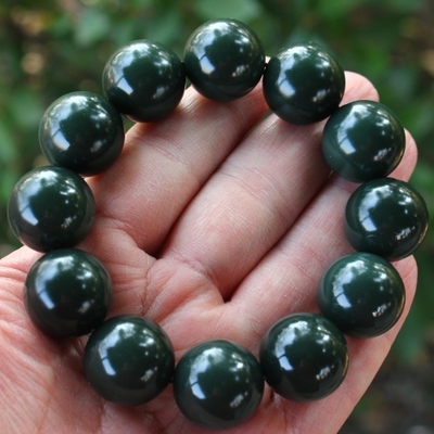 天然新疆和田玉塔青男士手链