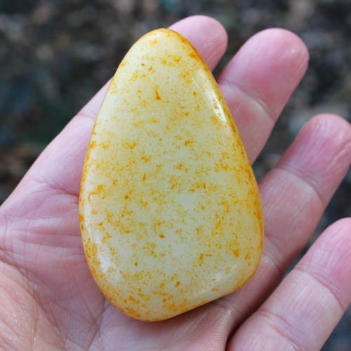 天然新疆和田玉白玉黄皮籽料原石原料手把件手玩件送证书