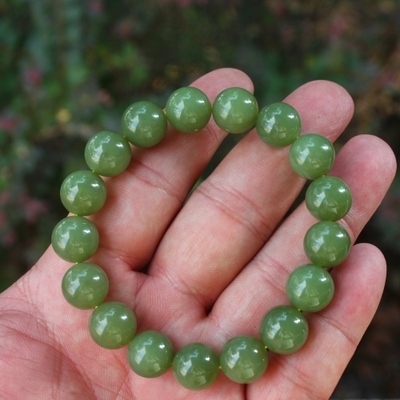 天然新疆和田玉黄口料手链